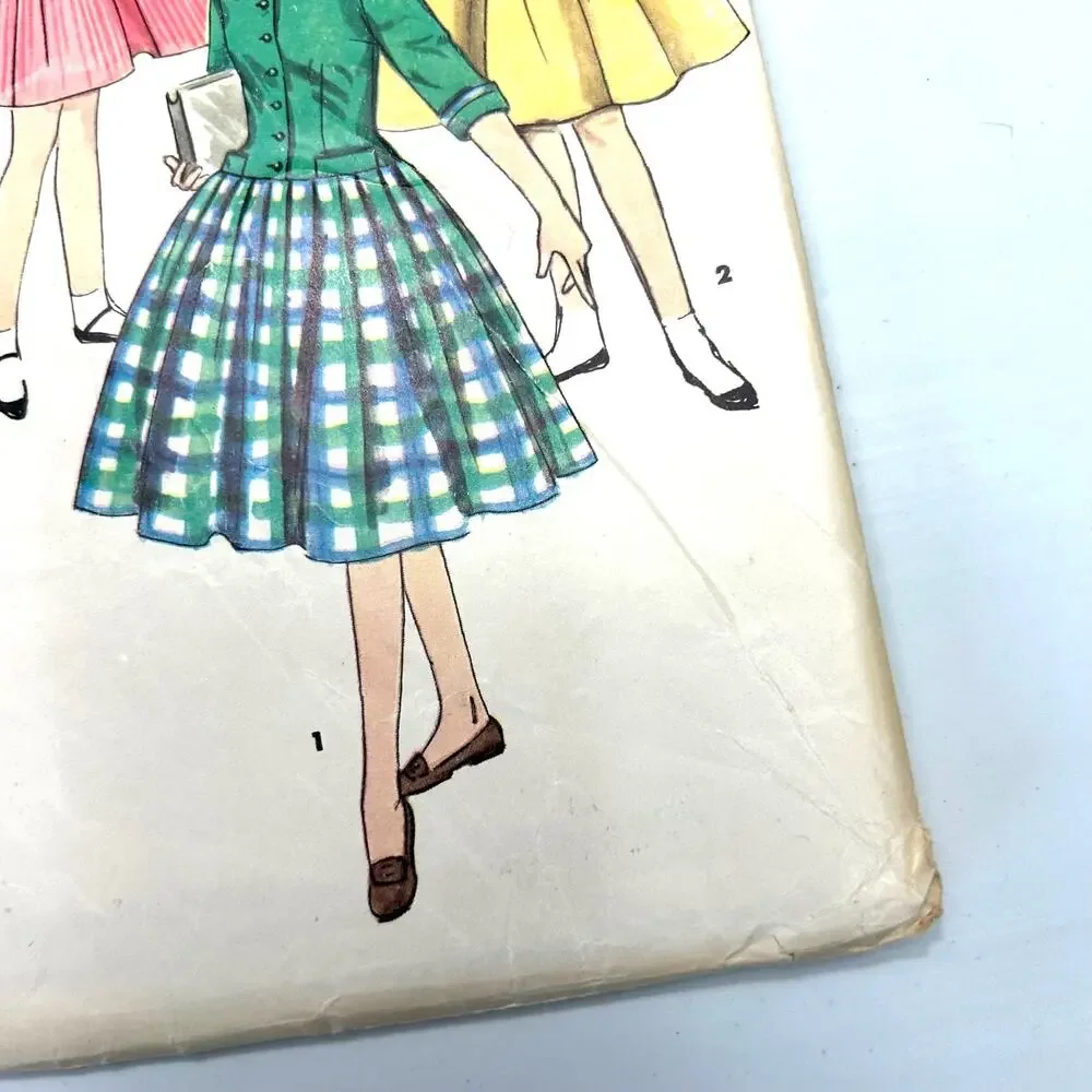 Simplicity Vintage 1950's Pattern #1253 Girls One Piece Dress Size 10‎